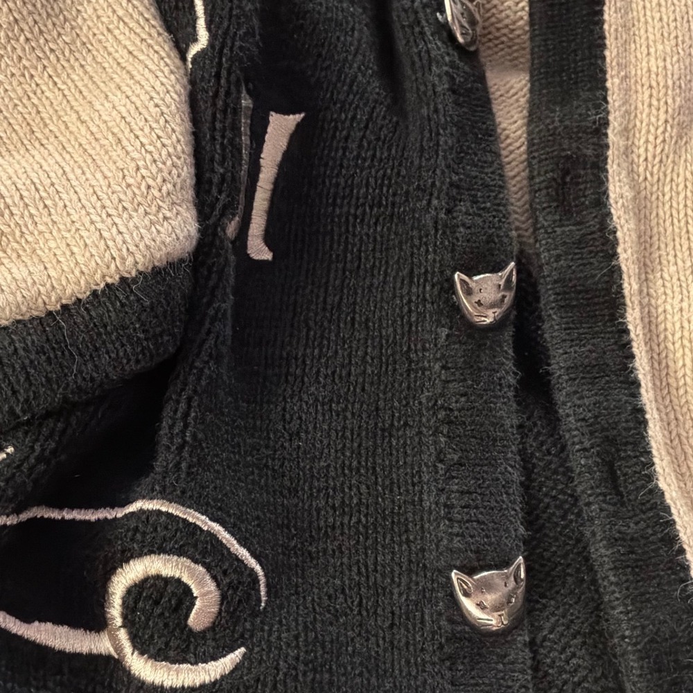 Christopher & Banks Cat Button Cardigan Sweater Ramie Cotton Size Medium - Picture 6 of 7